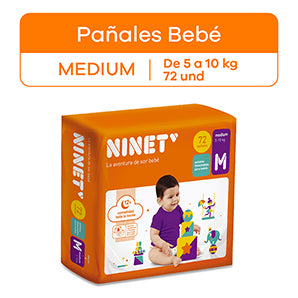 Pañales para Bebé Ninet Talla M Paquete 72 un