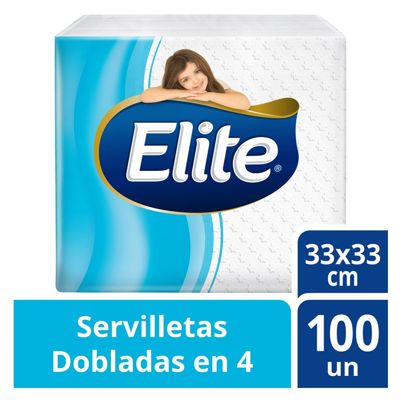 Servilletas ELITE Dobladas en 4 Paquete 100un