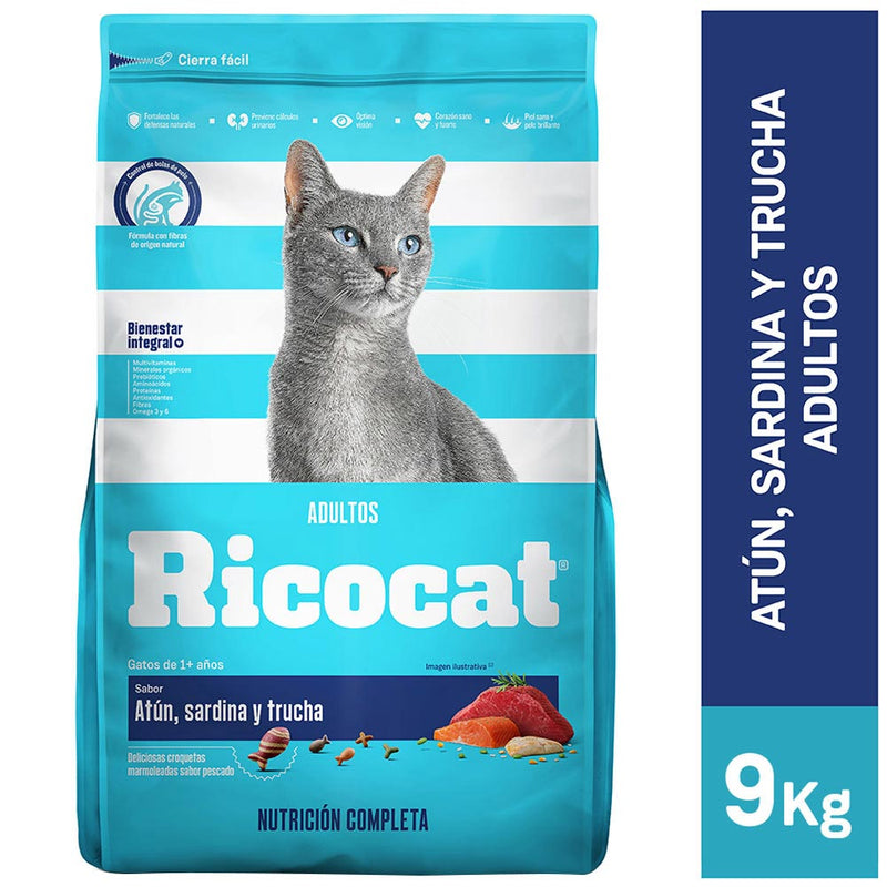 RICOCAT Atún, Sardina y Trucha para Adultos 9Kg