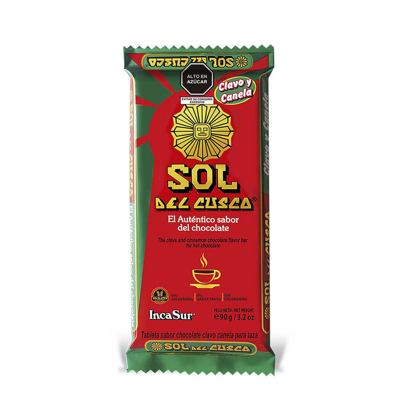 Chocolate para taza SOL DEL CUSCO Con canela y clavo Barra 90Gr