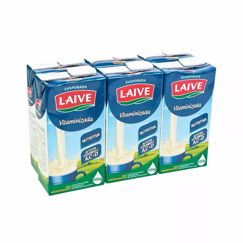 Mezcla Láctea Evaporada LAIVE Vitaminizada Caja 500g Paquete 6un