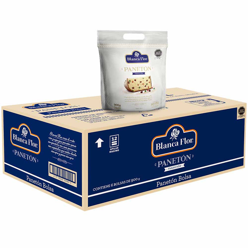 Panetón Blanca Flor Bolsa 900g Caja 6un