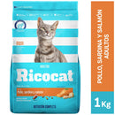 RICOCAT Comida para Gatos Adultos Pollo, Sardina y Salmón Bolsa 1kg