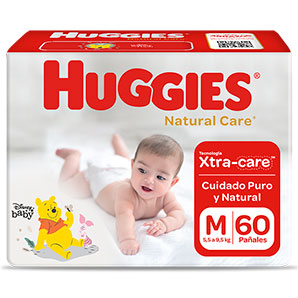 Pañales para Bebé Huggies Natural Care Puro y Natural Talla M Paquete 60un