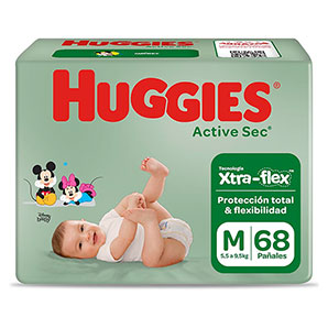 Pañales para Bebé Huggies Active Sec Talla M Paquete 68un