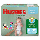 Pañal Huggies Active Sec Recién Nacido Talla P - Paquete 60un