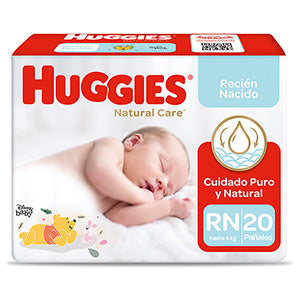 Pañales para Bebé Huggies Natuarl Care Recién Nacido Talla RN Paquete 20un