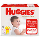 Pañales para Bebé Huggies Natural Care Puro y Natural Talla XXG Paquete 38un