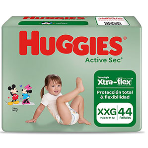 Pañales para Bebé Huggies Active Sec Talla XXG Paquete 44un