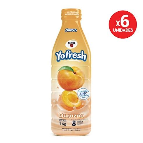 Alimento Lácteo GLORIA Yofresh Durazno Botella 1L Paquete 6un