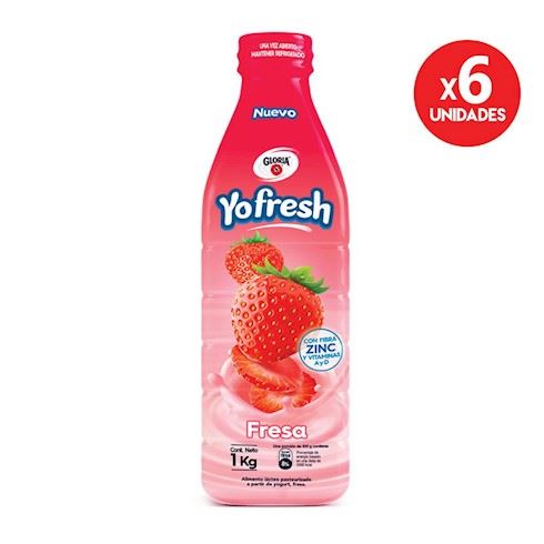 Alimento Lácteo GLORIA Yofresh Fresa Botella 1L Paquete 6un