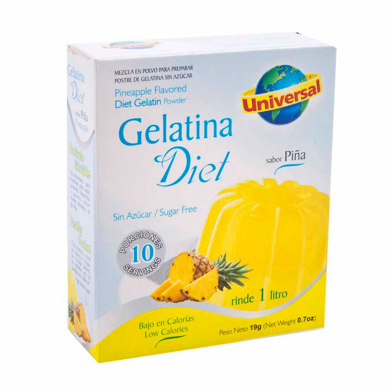 Gelatina Diet Universal Sabor a Piña Caja 19g