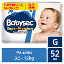 Pañales para Bebé Babysec Super Premium Cuidado Total Talla G Paquete 52un