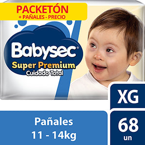 Pañales para Bebé Babysec Super Premium Cuidado Total Talla XG Paquete 68un