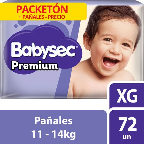 Pañales para Bebé Babysec Premium Talla XG Paquete 72un
