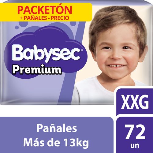 Pañales para Bebé Babysec Premium Talla XXG Paquete 72un