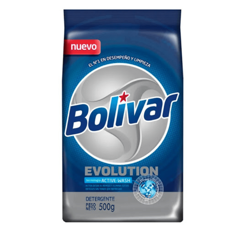 Detergente en Polvo Bolívar Evolution Active Wash Bolsa 500g