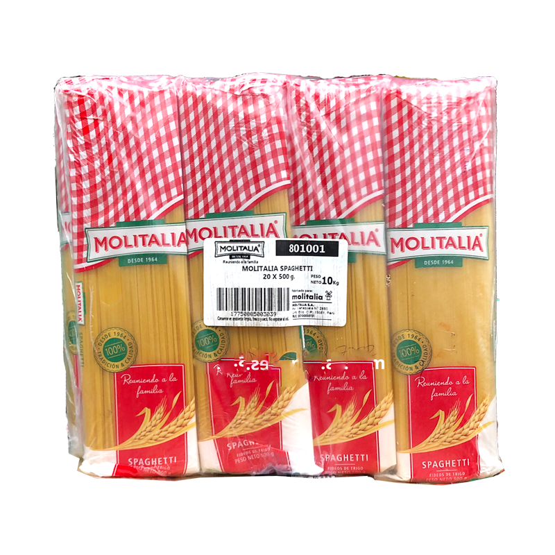 Spaghetti Molitalia Bolsa 500g Paquete 20un