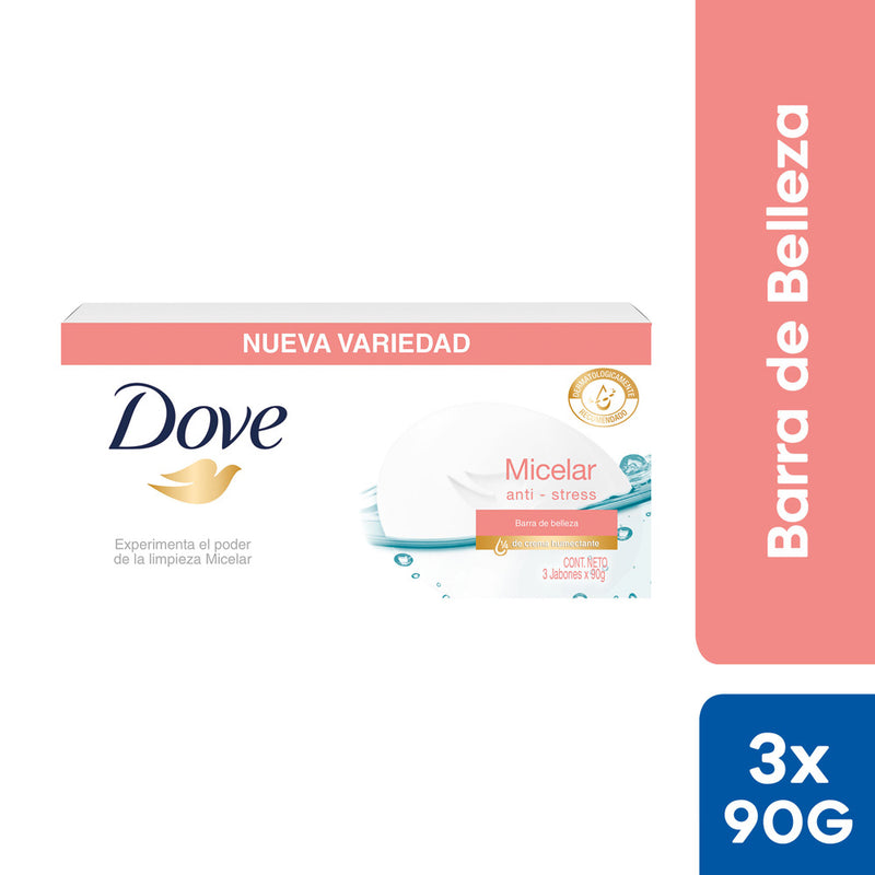 Jabón de Tocador Dove Micelar Antistress 90g Paquete 3un