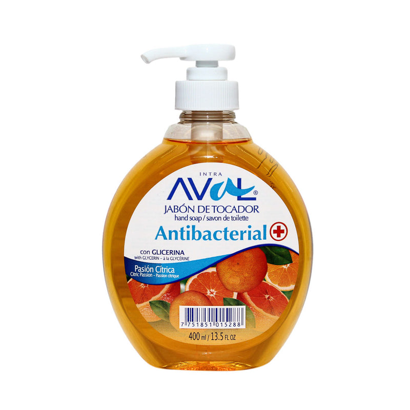 Jabón Líquido Antibacterial Aval Pasión Cítrica  Frasco 400ml