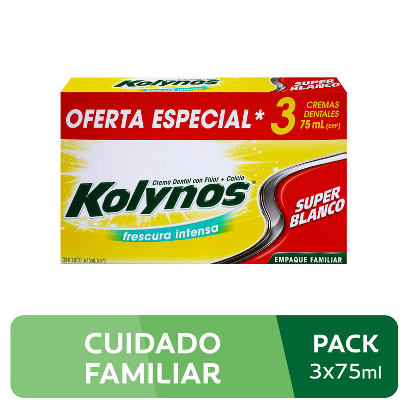 Pasta Dental Kolynos Súper Blanco Tubo 75ml Paquete 3un