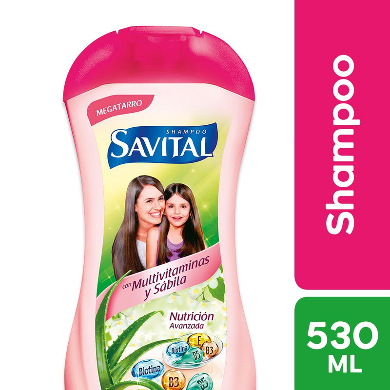 Shampoo Savital Multivitaminas y Sábila Frasco 530ml