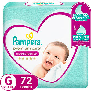 Pañales para Bebé Pampers Premium Care Talla G Paquete 72un