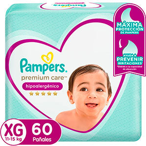Pañales para Bebé Pampers Premium Care Talla XG Paquete 60un