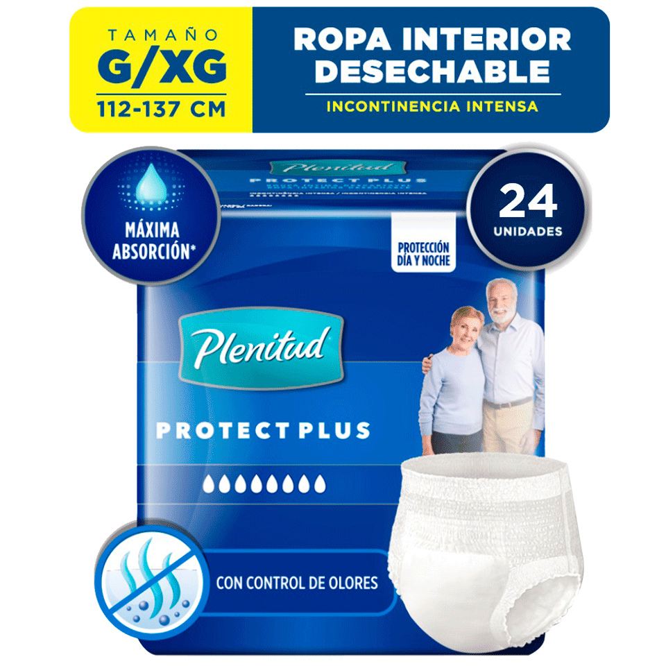 Ropa Interior Desechable Plenitud Protect Plus Talla G XG Paquete 24un