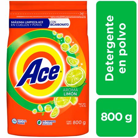 Detergente en Polvo ACE Limón Bolsa 800g