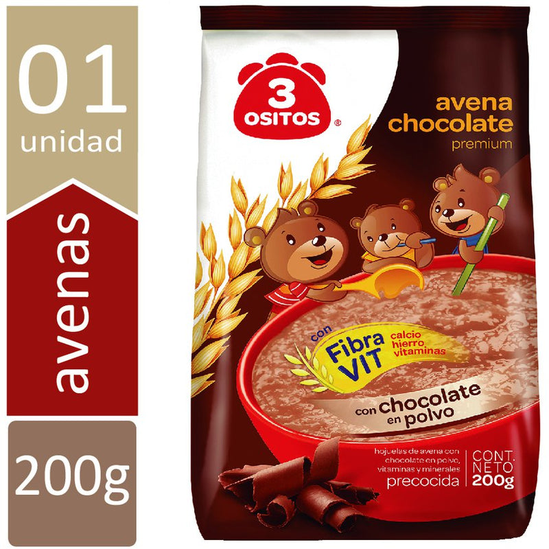 Avena Chocolate Premium 3 Ositos Bolsa 200 g