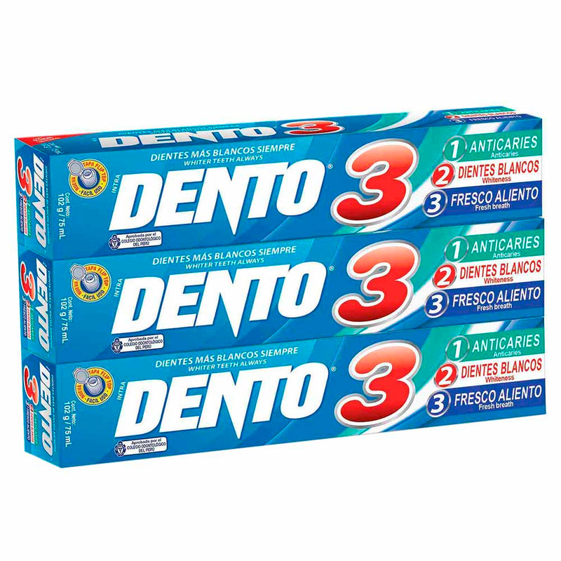 Pasta Dental Dento Triple Acción 75ml Paquete 3un