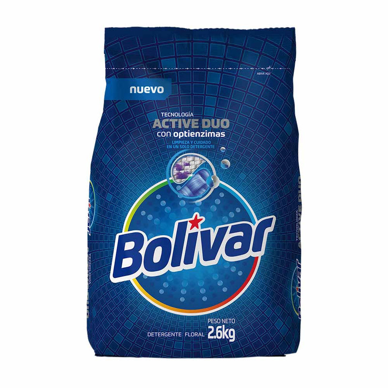 Detergente en Polvo Bolívar Active Duo Bolsa 2.6Kg