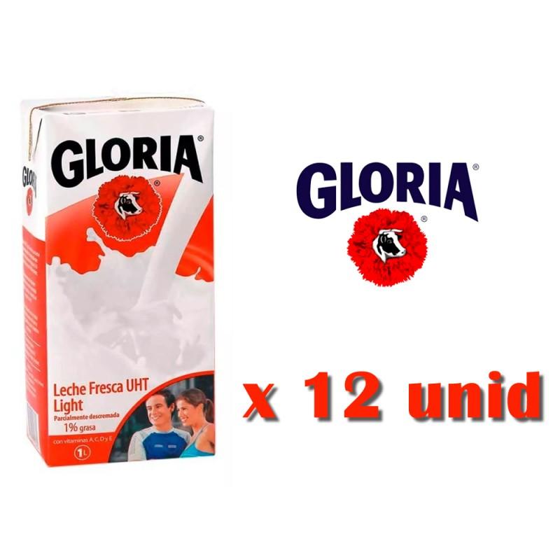 Leche Fresca UHT GLORIA Light Caja 1L Paquete 12un