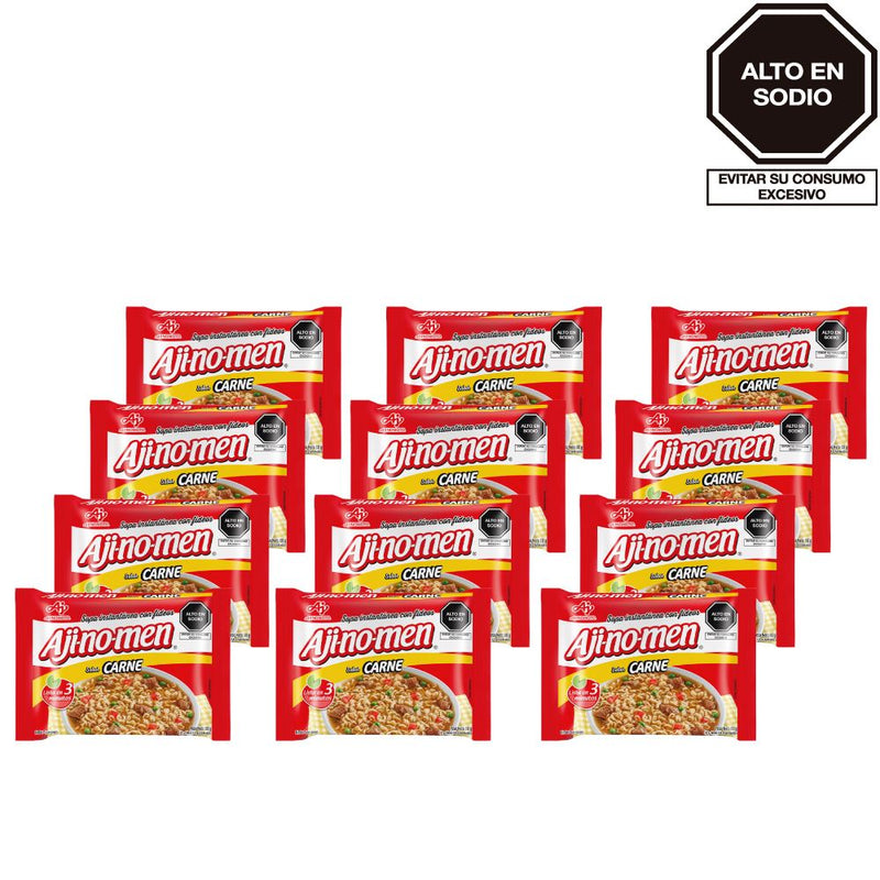 Sopa instantánea AJINOMEN Carne Bolsa 80Gr Paquete 12un