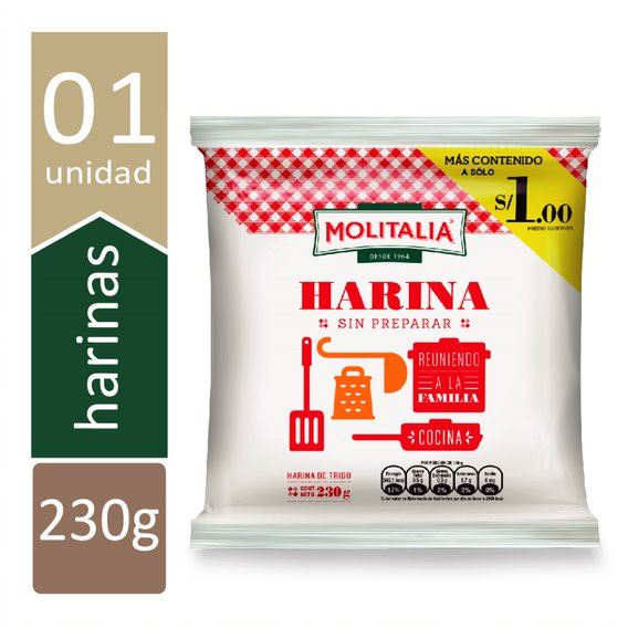 Molitalia Harina Sin Preparar Bolsa 230g