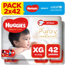 Pañales para Bebé Huggies Natural Care Puro y Natural Talla XG Paquete 42un Pack 2un