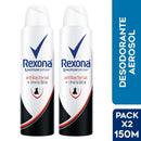 Desodorante en Aerosol para Mujer Rexona Antibacterial Invisible Frasco 150ml Pack 2un