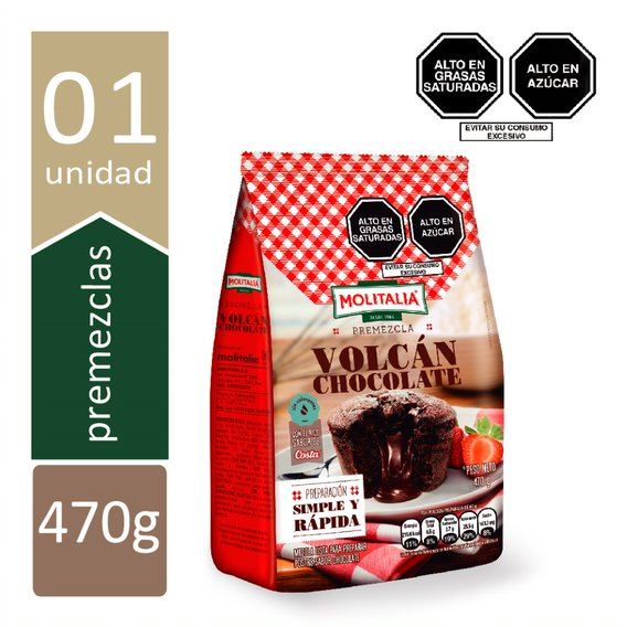 Pre Mezcla en Polvo para Keke de Volcán Chocolate Molitalia Bolsa 470g