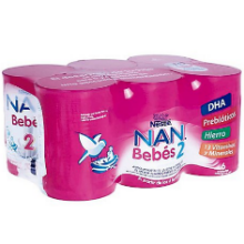 Leche Formulada Nan2 Niños Six Pack Lata 410g