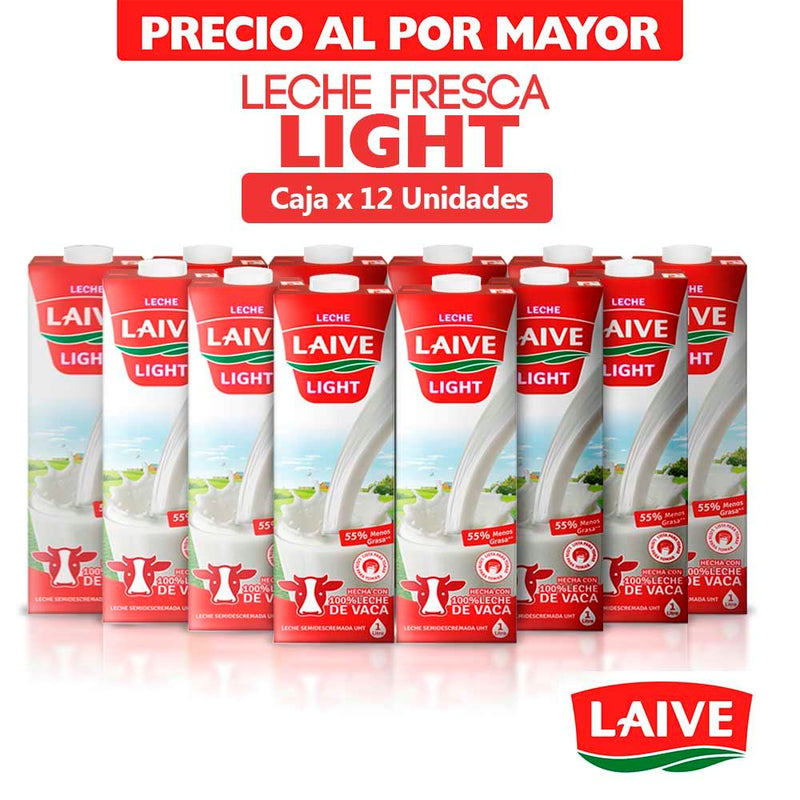 Leche Laive Fresca Semidescremada Caja 1L Paquete 12un