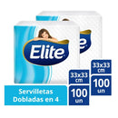 Servilletas ELITE Dobladas en 4 Paquete 100un Pack 2un