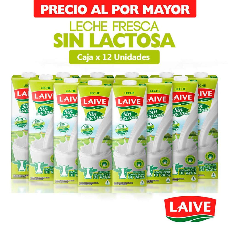 Leche Fresca LAIVE sin Lactosa Caja 1L Paquete 12un